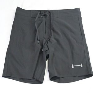 Barbell 28 x 8"‎ Black Unlined Board Shorts